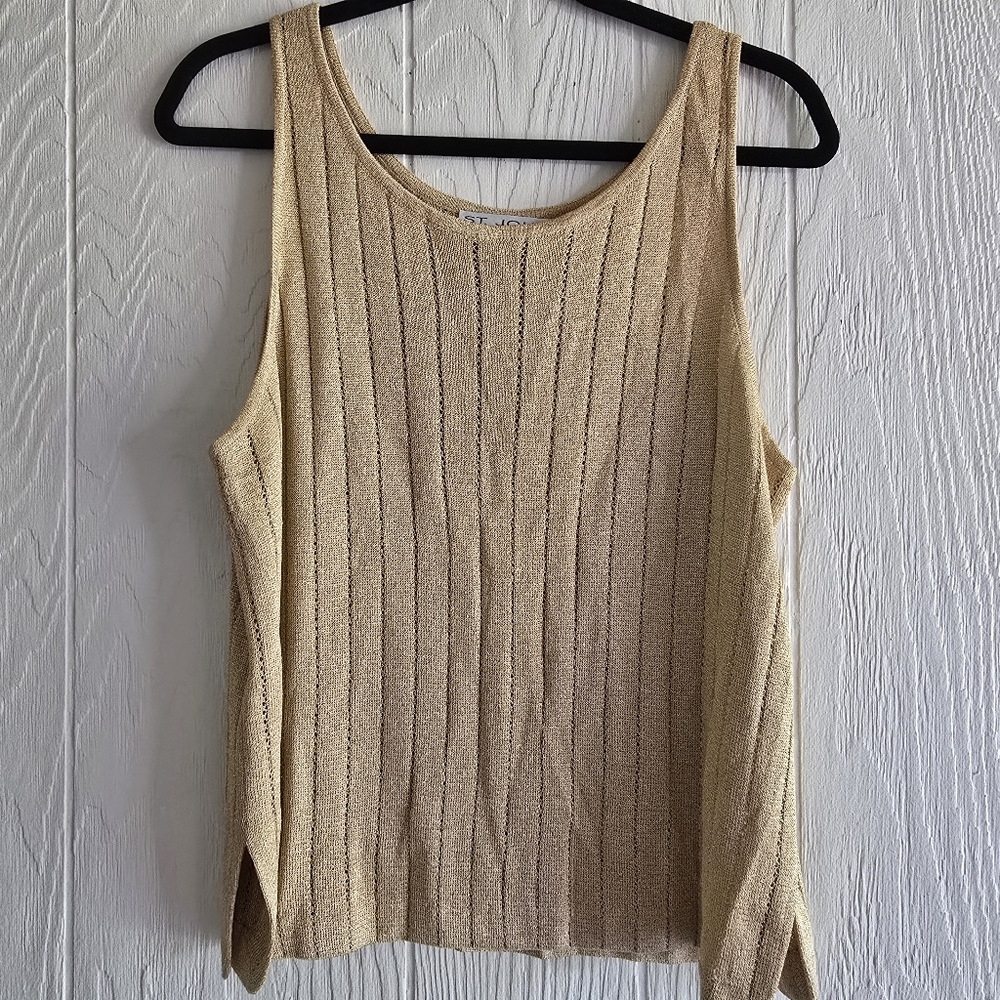 St. John Metallic Holiday Knit Top Sz L